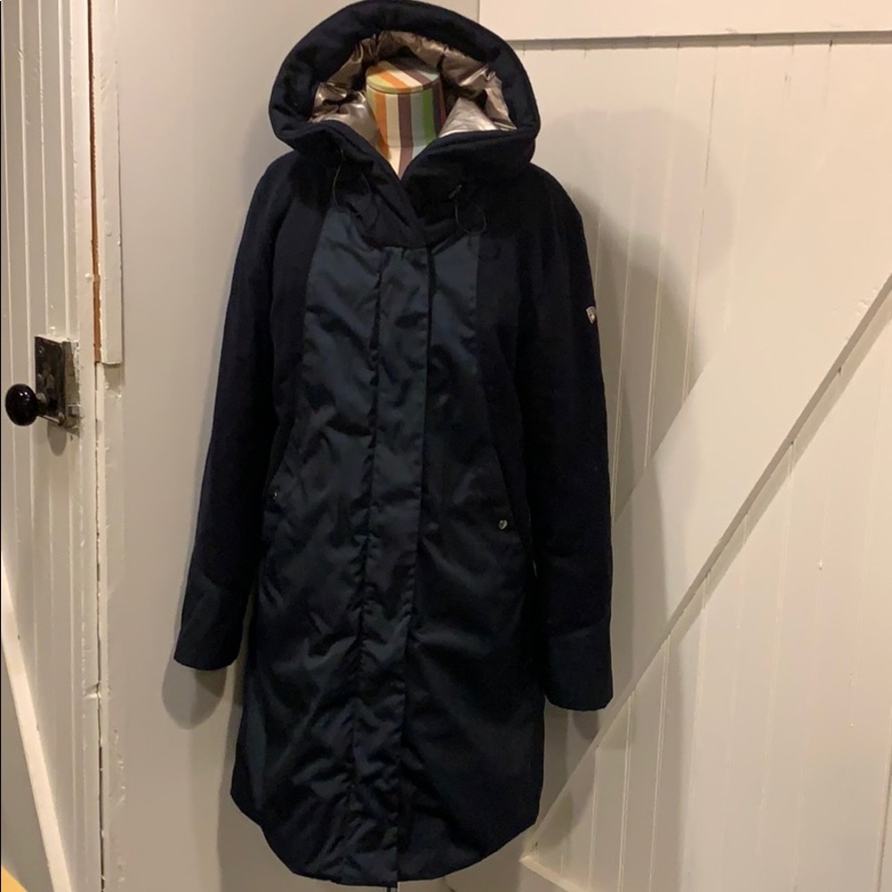 Post Card Dark Blue wool and Nylon Coat